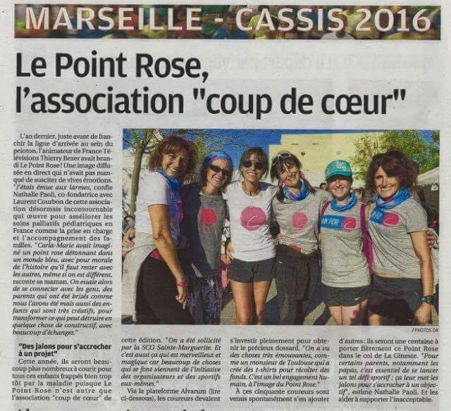 Article : Le Point rose, association “Coup de coeur” de la 38e édition du Marseille-Cassis