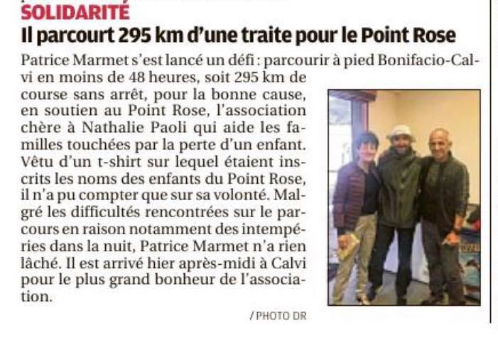 Solidarité, Patrice Marmet court pour le Point rose – la Provence – 12 avril 2019