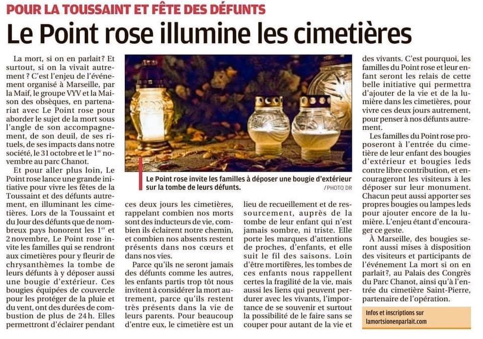Le Point rose illumine les cimetières – La Provence, 30 octobre 2019